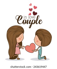 Romantic design over white background, vector illustration