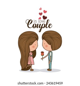 Romantic design over white background, vector illustration