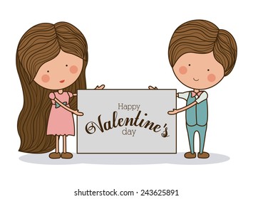 Romantic design over white background, vector illustration
