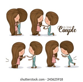 Romantic design over white background, vector illustration