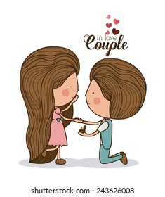 Romantic design over white background, vector illustration