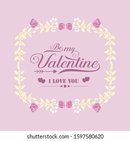 Romantic Design of pink and white flower frame, for happy valentine greeting card decor. Vector