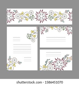 Romantic design template, invitations,  decoration. Flower objects isolated on white background. Set of elements. Vintage wedding, holiday. Pastel color. Vector illustration for fashion. Doodles