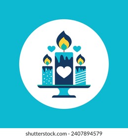 Romantic dinner with candles icon on blue background