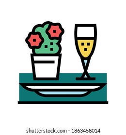 romantic dinner color icon vector. romantic dinner sign. isolated symbol illustration