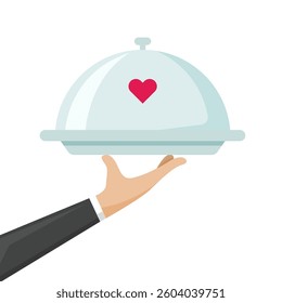 Romantic dinner concept flat vector design on a white background