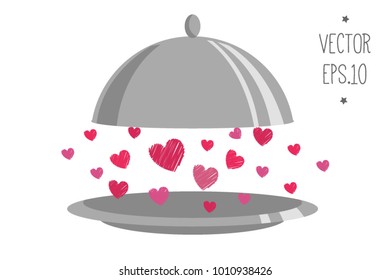 romantic dinner. cooking with love. Happy valentines day. Vector illustration concept