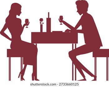 Romantic Dinner Date Silhouette vector file