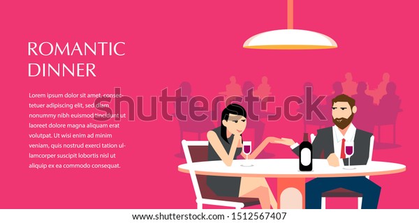 Romantic Dinner Flat Illustration Commercial Stock Vector Royalty Free 1512567407 Shutterstock 5957