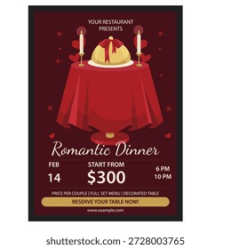 Diseño romántico de la Plantilla del cartel del volante de la cena