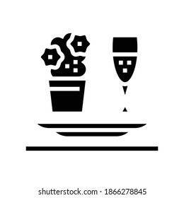 romantic dinner glyph icon vector. romantic dinner sign. isolated contour symbol black illustration