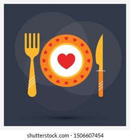 Romantic dinner icon with black background