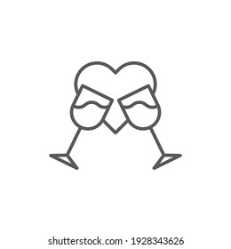 Romantic dinner icon, color, line, outline vector sign, linear style pictogram isolated on white. Symbol, logo illustration