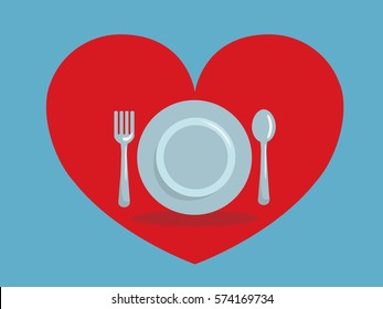 Romantic dinner icon design concept