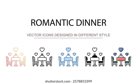 Romantic Dinner icon design with white background stock illustration