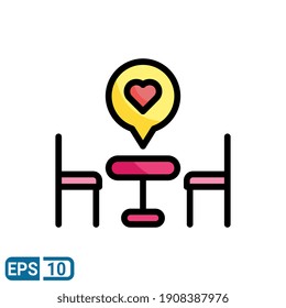 romantic dinner icon in filled line style isolated on white background. love graphic design. EPS 10