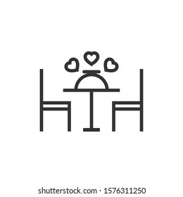 Romantic dinner icon in flat style. Cafe vector illustration on white isolated background. Restaurant business concept.
