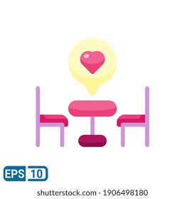 romantic dinner icon in flat style isolated on white background. love graphic design. EPS 10