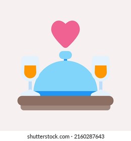 Romantic dinner icon in flat style, use for website mobile app presentation