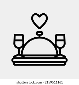 Romantic dinner icon in line style, use for website mobile app presentation