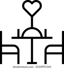 romantic dinner icon. Thin linear style design isolated on white background