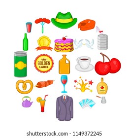 Romantic dinner icons set. Cartoon set of 25 romantic dinner vector icons for web isolated on white background