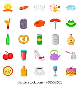 Romantic dinner icons set. Cartoon set of 25 romantic dinner vector icons for web isolated on white background