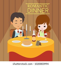 Romantic dinner illustration