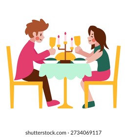 Romantic dinner illustration is suitable for Valentine.