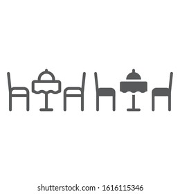 Romantic dinner line and glyph icon, valentine and holiday, table with chairs sign, vector graphics, a linear pattern on a white background, eps 10