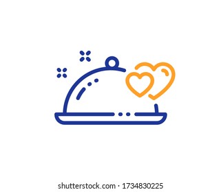 Romantic dinner line icon. Valentines day restaurant food sign. Couple relationships symbol. Colorful thin line outline concept. Linear style romantic dinner icon. Editable stroke. Vector