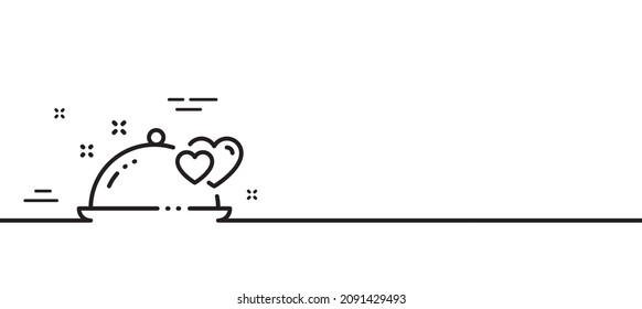 Romantic dinner line icon. Valentines day restaurant food sign. Couple relationships symbol. Minimal line illustration background. Romantic dinner line icon pattern banner. Vector
