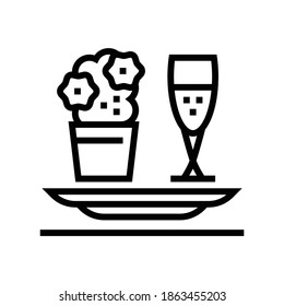 romantische Dinner Linie Symbol Vektorgrafik. romantisches Dinner-Schild. isoliertes Kontursymbol