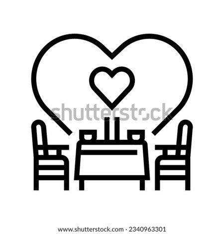 romantic dinner love line icon vector. romantic dinner love sign. isolated contour symbol black illustration