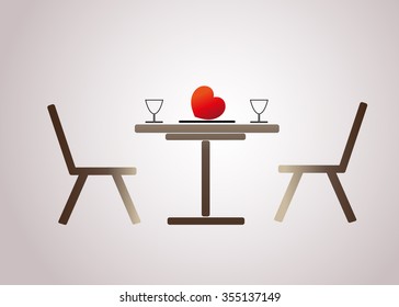 Romantic dinner for lovers. Vector