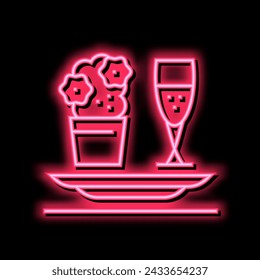 romantic dinner neon light sign vector. romantic dinner illustration