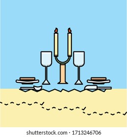 cena romántica frente a la playa