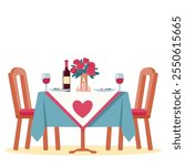 Romantic Dinner Table with Wine