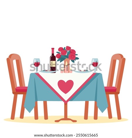 Romantic Dinner Table with Wine