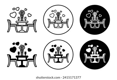 símbolo de conjunto de iconos vectoriales de cena romántica para aplicación web
