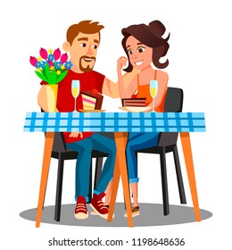 
Romantic Dinner For A Young Married Couple At Home Vector. Isolated Illustration
