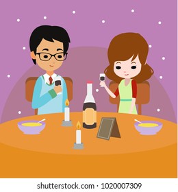 Romantic dinnjer illustration