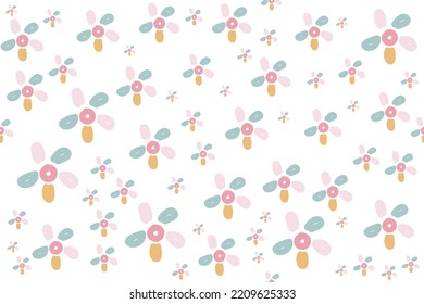 Romantic ditsy seamless patterns vector ornament design It is a pattern created by combining freehand. Create beautiful fabric patterns. Design for print. Using in the fashion industry.