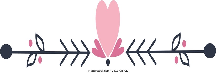 Romantic Divider Decoration Icon. Flat Vector Illustration Isolated on White Background.