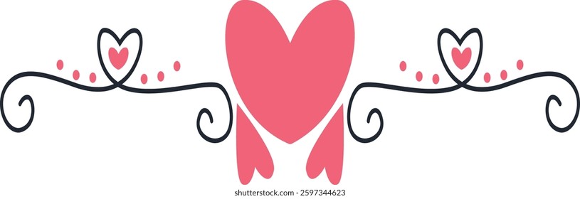 Romantic Divider Element. Vector Illustration in Hand Drawn Style.