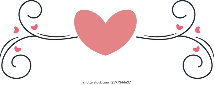 Romantic Divider Element. Vector Illustration in Hand Drawn Style.