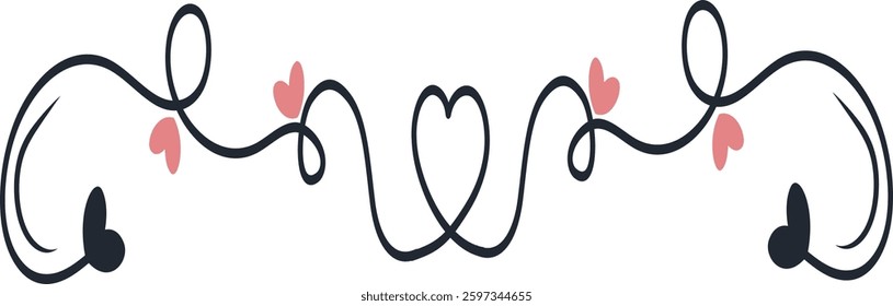 Romantic Divider Element. Vector Illustration in Hand Drawn Style.