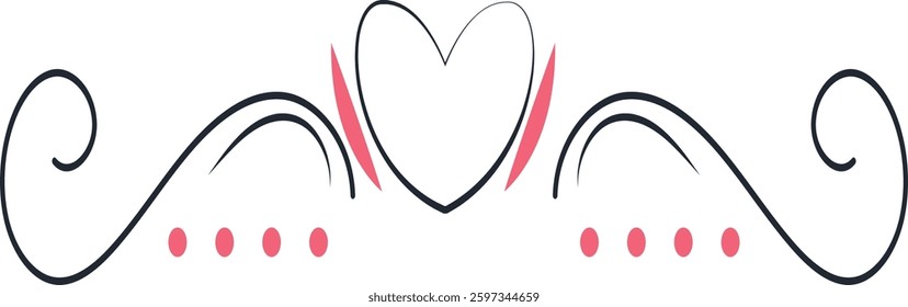 Romantic Divider Element. Vector Illustration in Hand Drawn Style.