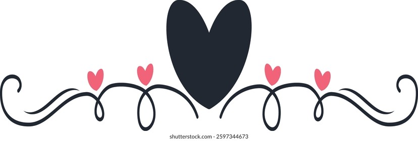 Romantic Divider Element. Vector Illustration in Hand Drawn Style.