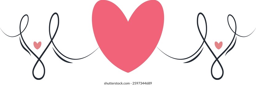 Romantic Divider Element. Vector Illustration in Hand Drawn Style.